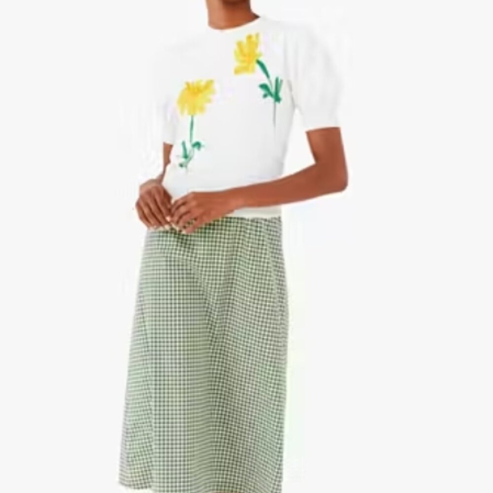 Kate Spade New York Cotton Garden Yellow Daisy Jacquard Top Sweater Size: S $228
